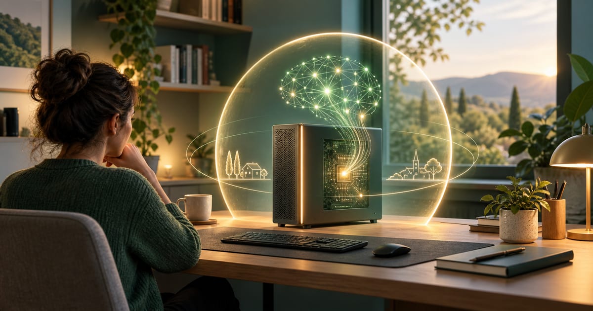 Ordinateur local et réseau d'intelligence artificielle protégé dans un espace de travail
